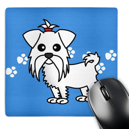3dRose  Cute White Maltese Blue with Paw Prints  MousePad price history on PriceWatchPro