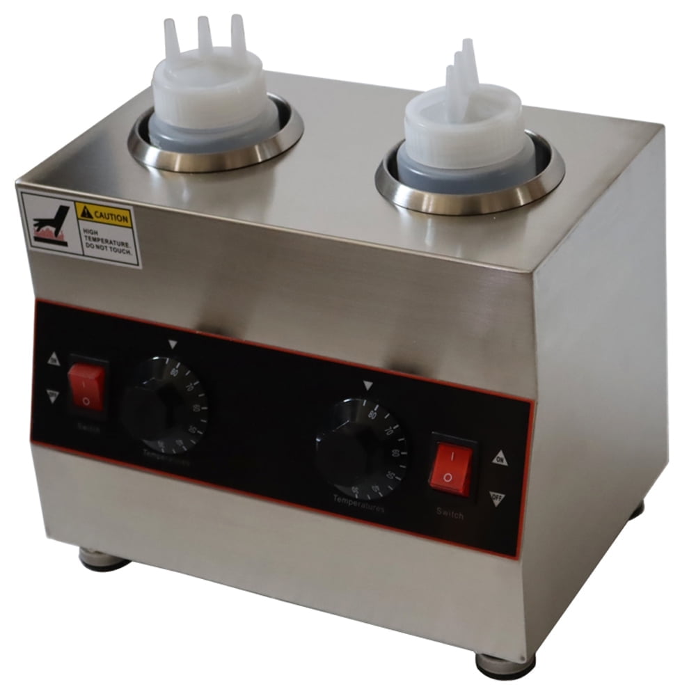 2 Pot Electric Sauce Warmer Electric Food Sauce Heater with Two 650ml Bottles  Adjustable Temperature 110V