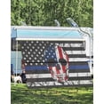 thumbnail image 4 of 4th of July RV Awning Sun Shade Screen 9'X15.3' American Flag Patriotic Skull Mesh Sunscreen Black White Red Stripe Awning Shade Screen with Zipper UV Blocker Completed Kits for RV Motorhome Camper, 4 of 7