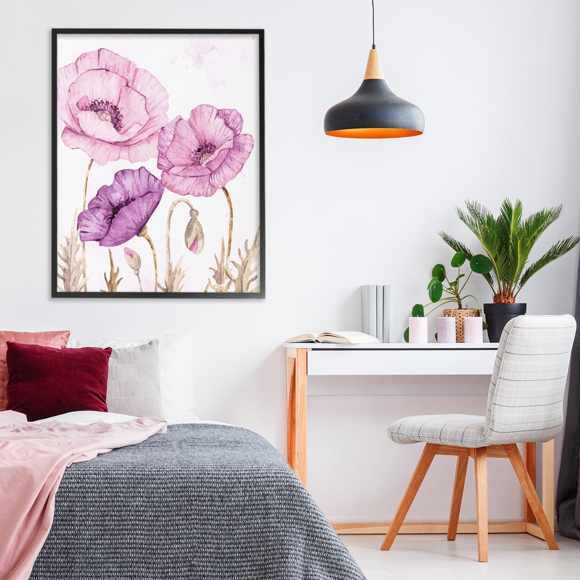 Stupell Industries Bright Purple Poppies Black Framed Giclee Art, design by Kim Allen