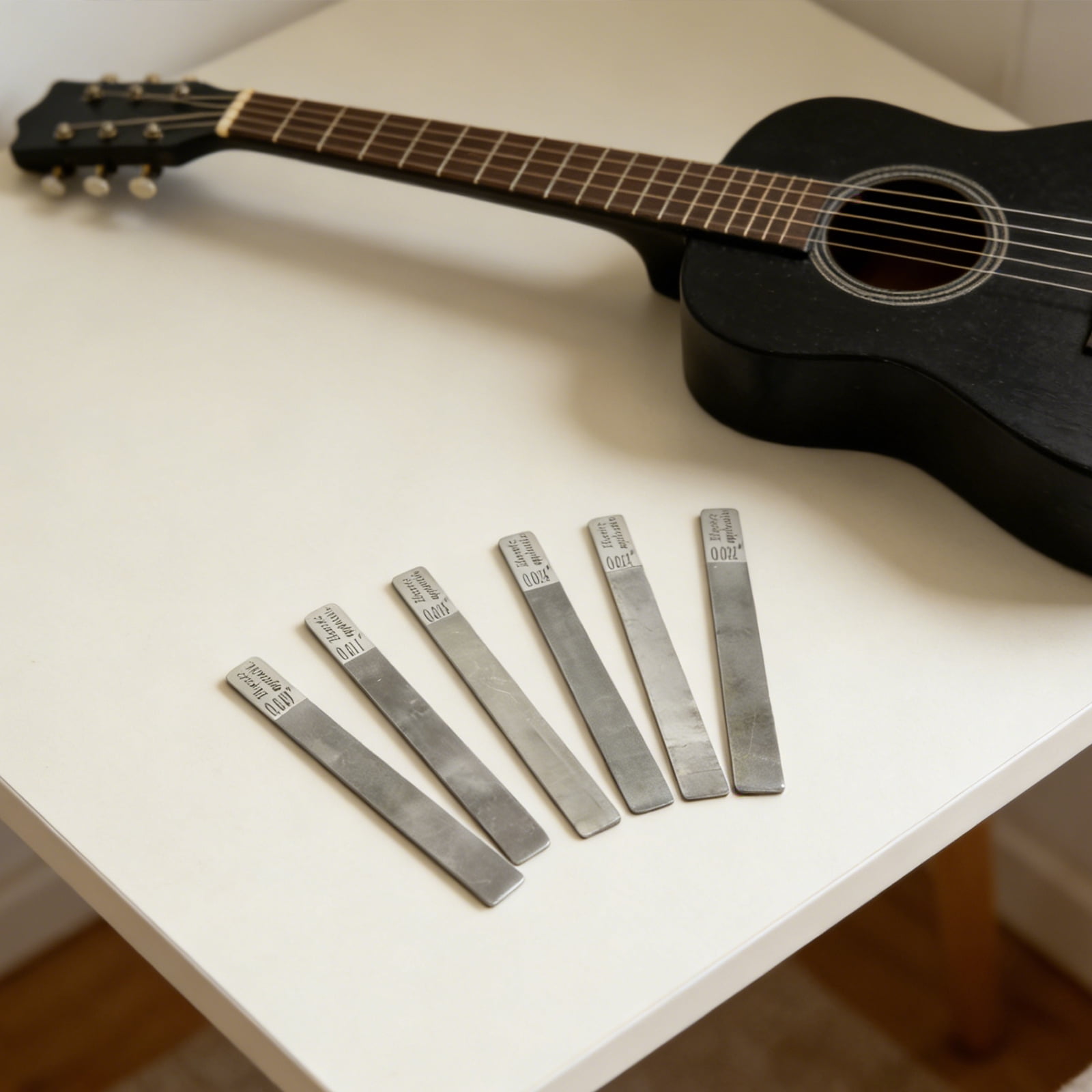 Hersfrd 6Pcs Guitar Nut Fret File Multifunctional Fret Crowning Files Slot Luthier Repair Tool Guitar Nut Frets Cleaning Tools for Electric Acoustic Guitars & Bass Care (Electric 09-42)