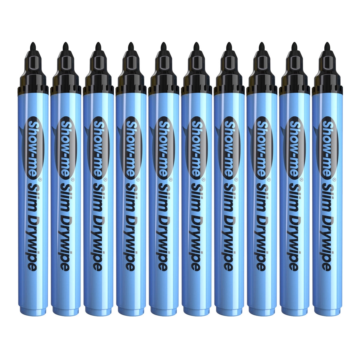Show-me Classbox of 100 Fine Tip Slim Barrel Dry Erase Markers in Black