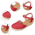 thumbnail image 6 of Espadrilles for Women Woven Closed Toe Wedge Sandals Vintage Footbed Ankle Strap Slingback Heels Breathable Summer Dress Shoes Red Size 7.5, 6 of 6