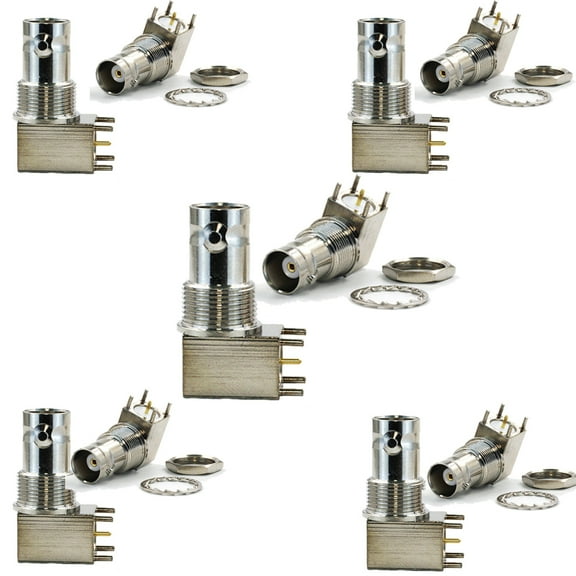 BNC female bulkhead 90° solder PCB mount right angle connector 10PCS