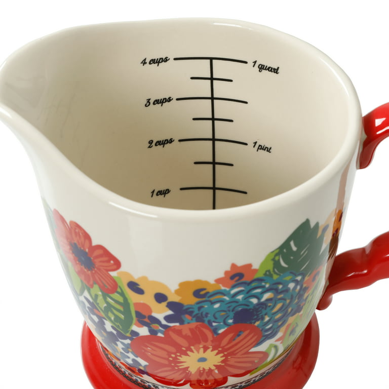 Pioneer Woman Large Ceramic Measuring Cup Dazzling Dahlias 4 Cups 1 Quart
