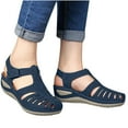 thumbnail image 4 of Penkiiy Woman Summer Casual Sandals Casual Flat Solid Color Loophole Shoes 36 Blue, 4 of 5