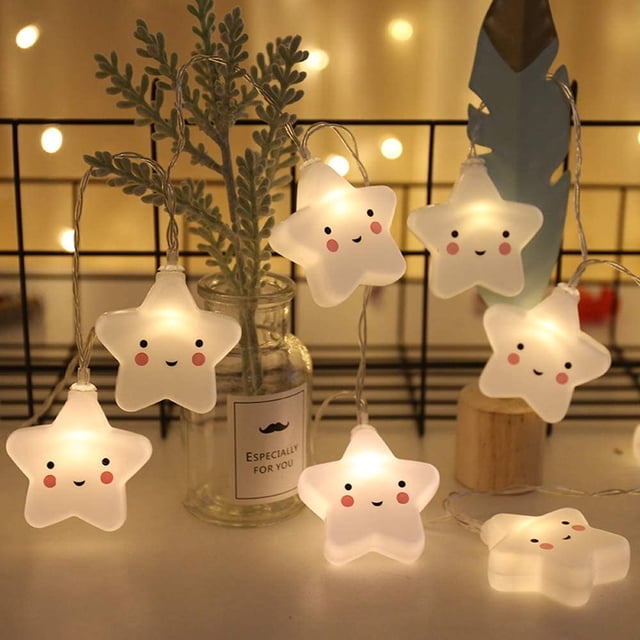 Bonita lámpara para bebés y niños, ideal para dormitorio, pasillo, decoración, luz de noche pequeña, guirnalda de luces de 10 LED con pilas, ideal para Halloween, Navidad, fiestas, aulas, comedores (e