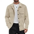 thumbnail image 2 of LTTVQM Mens Casual Shirt Jacket Button Down Waffle Jacket Long Sleeve Sweater Jackets Quilted Shacket Overshirt Khaki L, 2 of 5