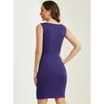 thumbnail image 3 of DARING DIVA Sleeveless Sheath Dress Boat Neck Casual Office Dresses XL Purple, 3 of 6