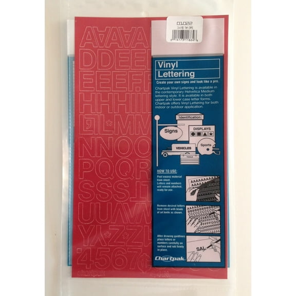 Chartpak 3/4-inch Red Stick-on Vinyl Letters & Numbers (01022), 5 PACKS