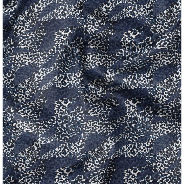 Soimoi Blue Poly Georgette Fabric Leopard Animal Skin Print Fabric by Yard 52 Inch Wide