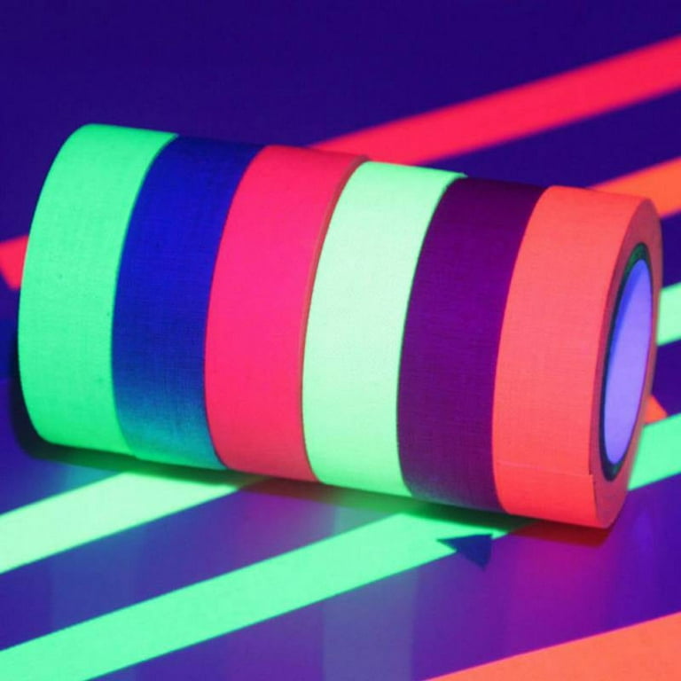 UV Gaffer Fluorescent Tape Blacklight Reactive Glow In The Dark Tape Neon  Cloth Tape Warning Home Decoration 6pcs/Set