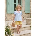 thumbnail image 6 of Caoirhny Toddler Kids Girls Back to School Clothes Set 2T 3T 4T 5T 6T Apple/Pencil Embroidery Short Sleeves T-Shirt and Elastic Ruffles Shorts Outfits, 6 of 9