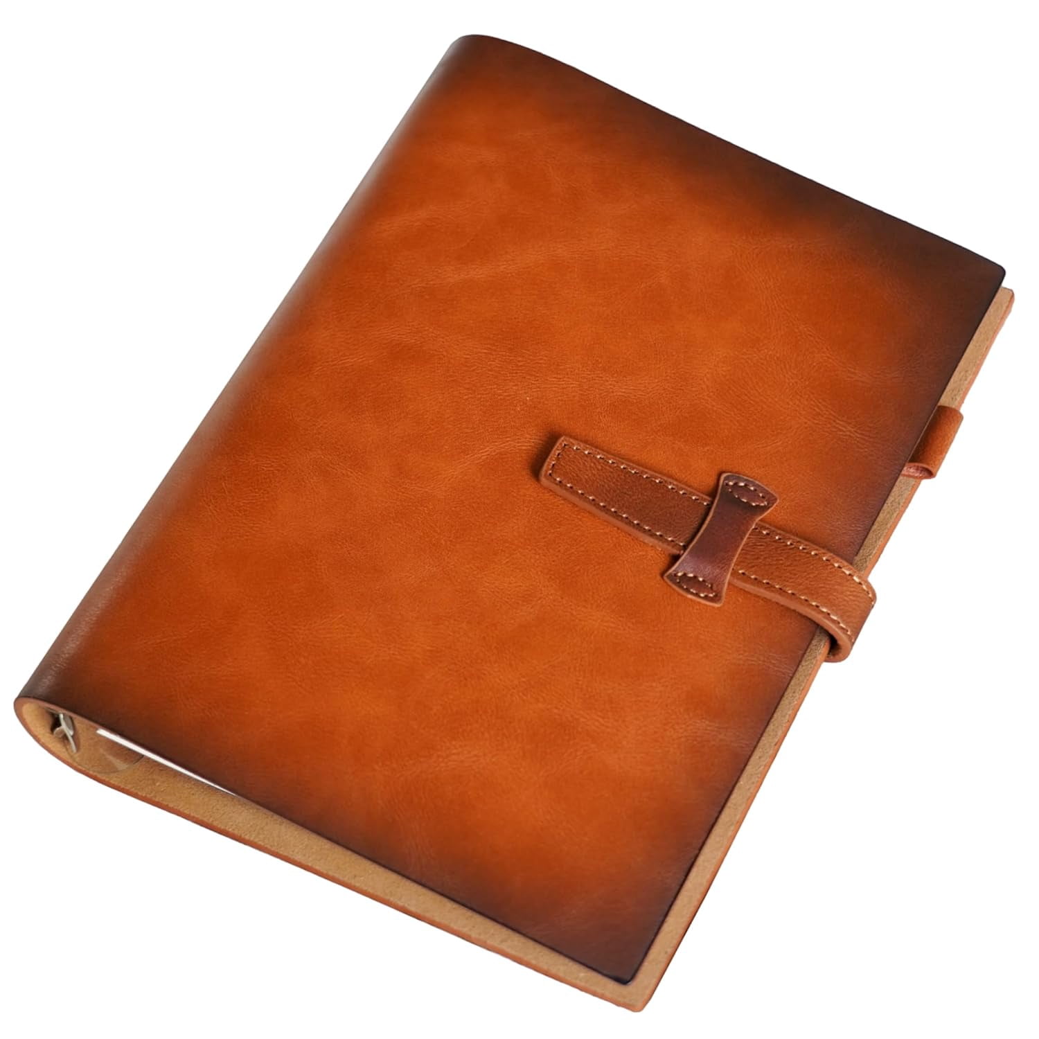 JUOJUOMHQ Refillable A5 Leather Binder Notebook, Reusable Journal 6-Ring with 160 Lined Paper+An extra pack of 160 Refill Lined Pages for Writers Business Work Study College and Daily, Light Brown
