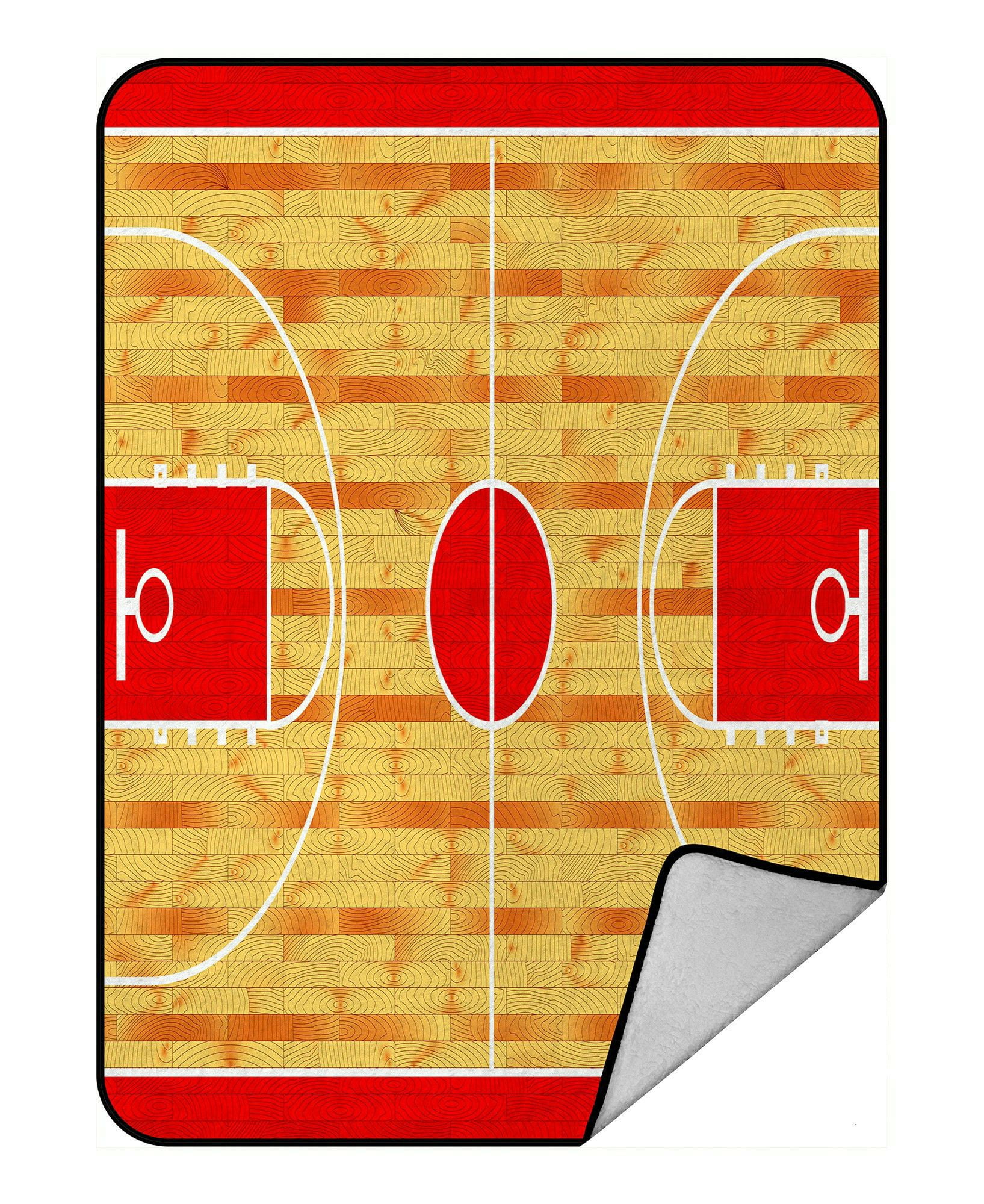 ECZJNT Hardwood textured basketball court Throw Blanket Fleece Blankets