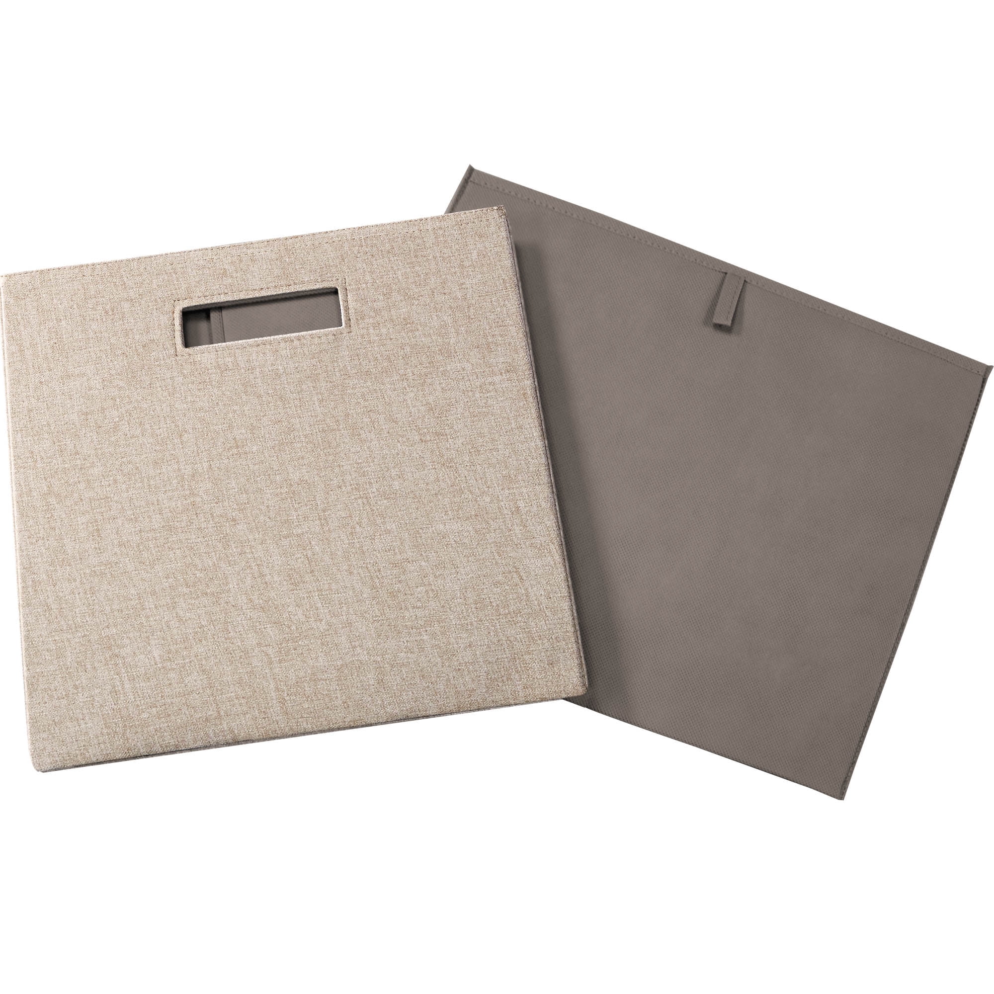 Better Homes & Gardens Fabric Cube Storage Bins, Tan, 2 Pack, 12.75 in x 12.75 in x 15 in