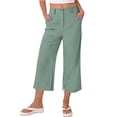 thumbnail image 2 of felwors Capri Women Wide Leg Trendy High Waisted Baggy Straight Casual Summer Stretch Denim Capris Pants Mint Green for Size L, 2 of 5
