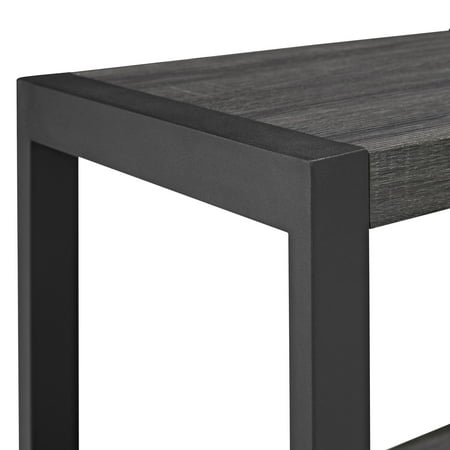 Walker Edison Industrial Wood and Metal End Table - Charcoal