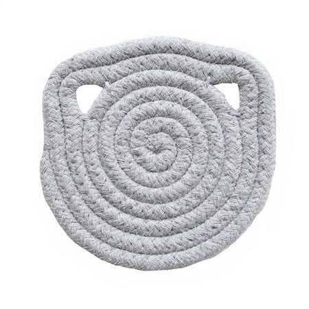 

Yarn Braided Cute Cat Ears Placemats Non-Slip Heat- Resistant for Dining Table Gray Diameter 12cm