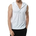 thumbnail image 3 of SWSMCLT Men's Tank Top Soft Cotton Fashion Workout Summer Spring Sleeveless Hoodie Hooded Vest Slim Fit Button Front Henley T Shirt White Small, 3 of 4
