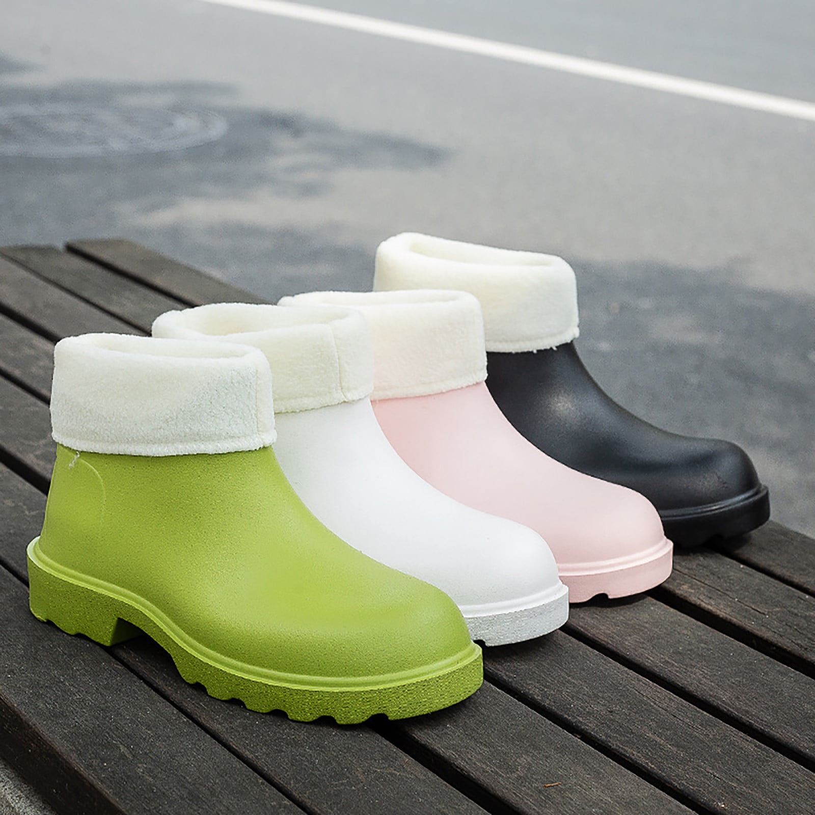 EHQJNJ Womens Rain Boots Tall Lined 2024 New Korean Edition Anti and Durable Detachable Plush Eva Light Sole Rainshoes and Rainboots Womens Rain Boots Short Rain Boots Women Tall Wide Calf