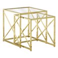 thumbnail image 2 of 38" Gold Metal and Tempered Glass Two Pieces Nesting Table Set, 2 of 2