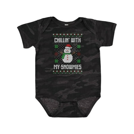 

Inktastic Chillin with My Snowmies Sweater Style Snowman Gift Baby Boy or Baby Girl Bodysuit