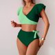 thumbnail image 4 of Conjunto de Trajes de Baño de Color Sólido de las Mujeres, una Pieza Conservadora con Bloqueo de Color, Ruffle Y División Lateral para la Playa Y la Piscina, Desgaste de Verano Modesto, 4 of 9