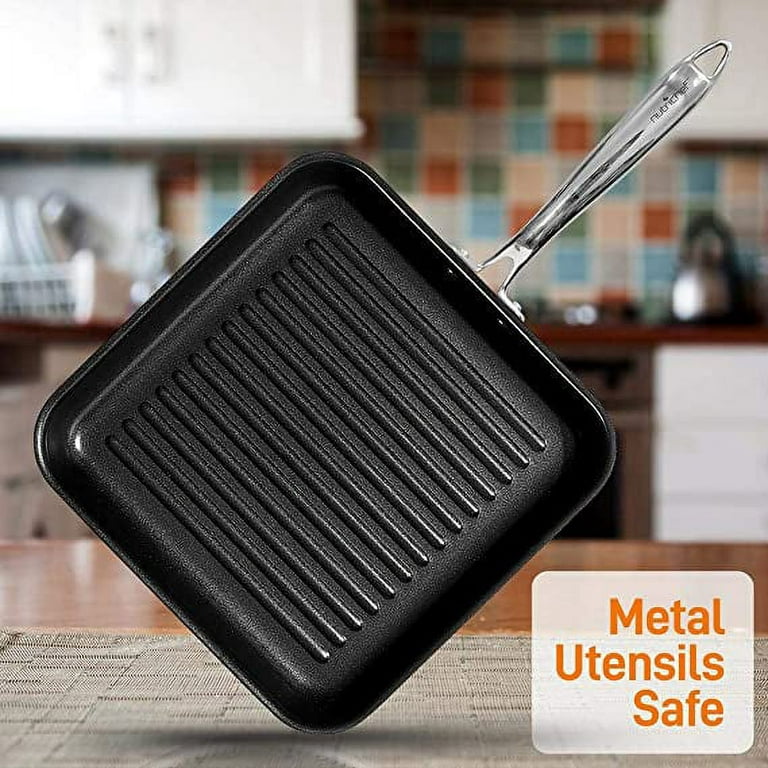 NutriChef Nonstick Stove Top Grill Pan 11 Hard Anodized Nonstick Grill &  Griddle Pan