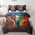 thumbnail image 1 of Erosebridal Parure de Lit Animal Dragon Magique Taille Très Grand, Ensemble de Couette Faune Rétro, Réversible 7 Pcs, 1 of 5