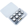 thumbnail image 2 of Set of 8 Whiskey Stones, Reusable Ice Cubes, Beverage Chilling Rocks, Premium Stainless Steel Gift Set for Christmas, Includes Storage Tray and Silicone Tip Tongs., 2 of 4