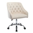 thumbnail image 3 of Modern Home Office Chair, Velvet Swivel Shell Chair with Tufted Back, Upholstered Leisure Task Chair with Metal Base, Adjustable Height Reception Chair for Living Room Bedroom Office, Beige, 3 of 7