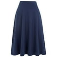 thumbnail image 4 of YUEJUIR Pleated Skirts For Women Simple Comfy Basic Solid Color Stretch A Line Flared Knee Length Skirt Plus Size Maxi Skirt Womens Maxi Skirt (Blue,M), 4 of 4
