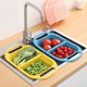 thumbnail image 3 of Yuarrent Cesta de drenaje de PP, portátil, plegable, lavable, 2 compartimentos, colador de limpieza de verduras, colador de interior, accesorios con Organizadores de utensilios de cocina Azul Yuarrent HA012071-01, 3 of 6