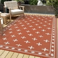 thumbnail image 4 of Nanan Outdoor Rug 9x18ft Modern Bordered Area Rugs, Waterproof Reversible Patio Rug Plastic Straw Outdoor Carpet for Deck, Backyard, Porch, RV & Camping, Orange & White, 4 of 9