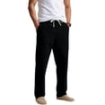 thumbnail image 2 of Hesxuno Men Straight Leg Nylon pants Elastic Drawstring Waist Pants Solid Summer Pants with Pockets Casual Comfy Lightweight Pants Black S, 2 of 3