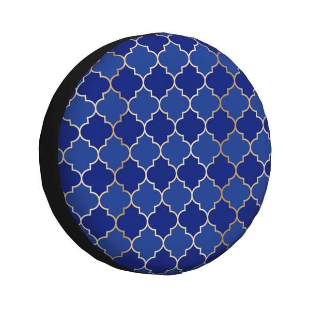 Balery Blue Gold Grid Lantern Shapes Cubiertas para Neumáticos - Protector Resistente para Neumáticos de Camioneta, SUV, Remolque, Camper y RV-16 inch