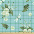 thumbnail image 2 of Ambesonne Floral Fabric by the Yard Upholstery, Vintage Daisies Dragonflies, 1 Yard, White Green and Blue, 2 of 5