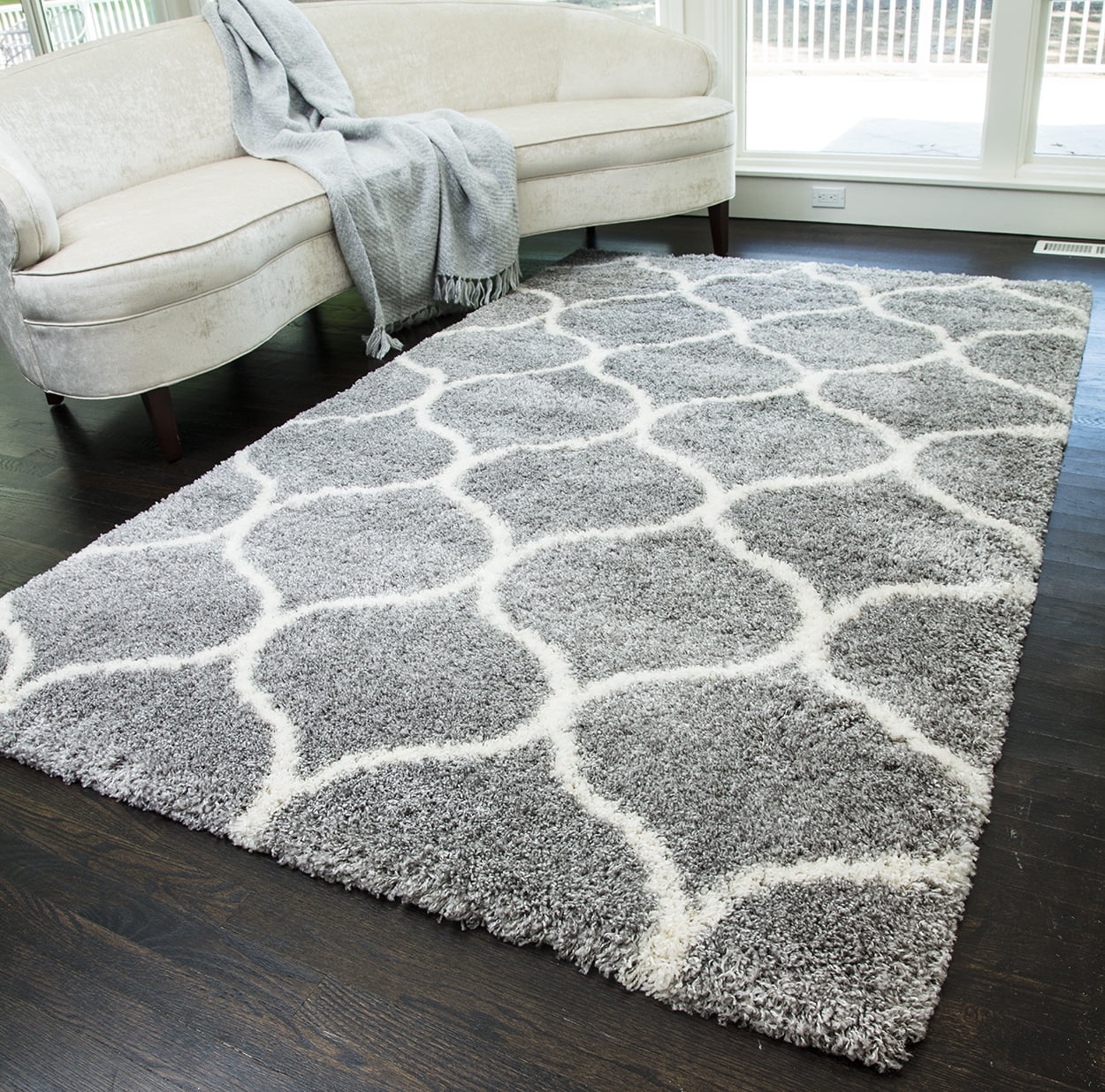 Rugs America Feather Shag Collection grey Ivory Links FH200D