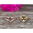thumbnail image 2 of 2.55 Carat Champagne Diamond Moissanite Engagement Ring On 10k Rose Gold With V-Shape Matching Wedding Band Anniversary Ring HALO 7mm Cushion Cut, 2 of 5
