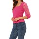 thumbnail image 4 of INSPIRAR CHIC Blusa de Malla Semitransparente de Cuello Cuadrado con Puntos de Polka para Mujeres, Manga 3/4, Talla XS, Rosa Fucsia, 4 of 7