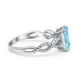 thumbnail image 2 of Art Deco Twisted Shank Infinity Aquamarine CZ Ring Band 925 Sterling Silver Size 7, 2 of 5