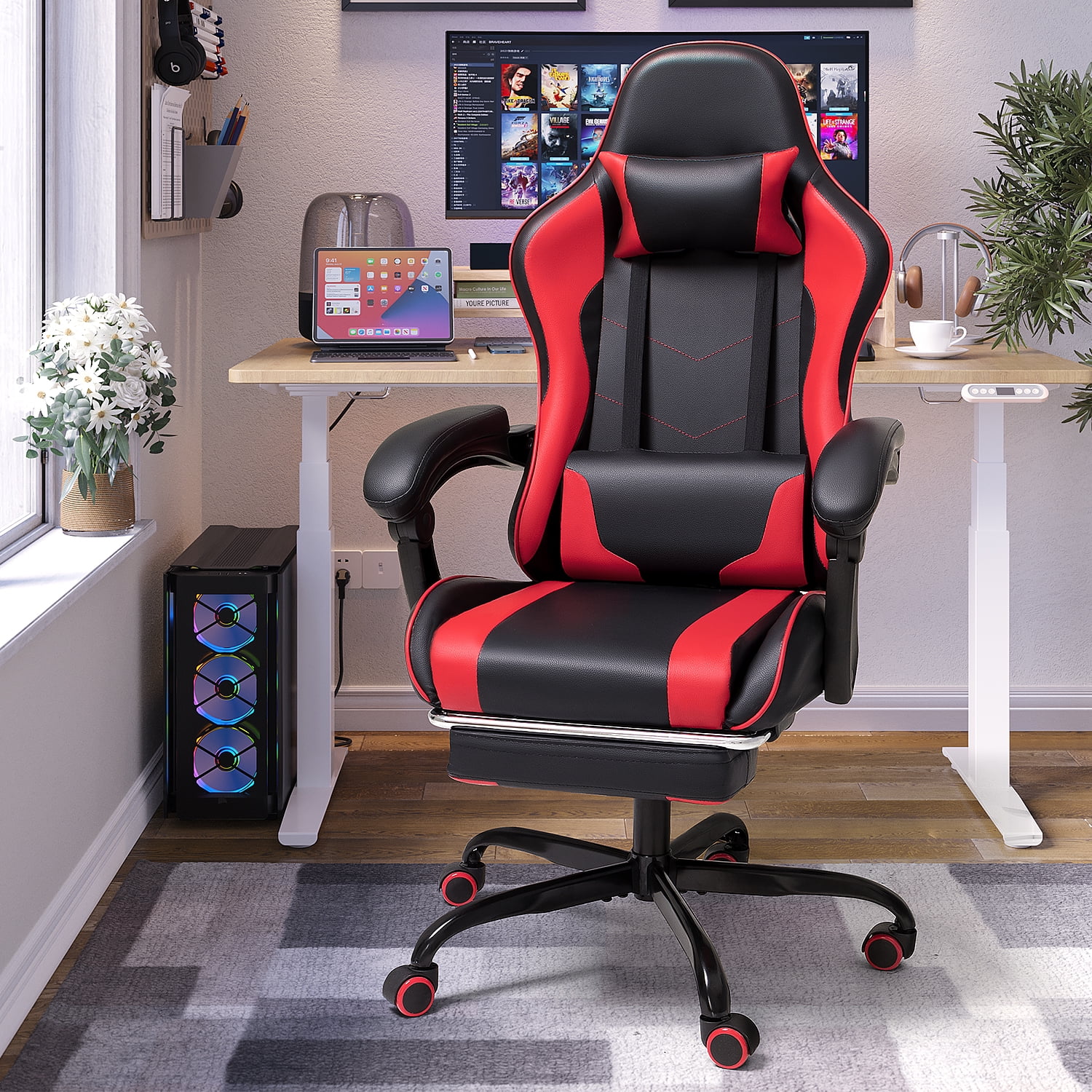 Furmax racing chair with footrest sale