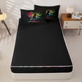 thumbnail image 4 of Castle Fairy Handball Print Zipper Full Size Comforter Sets with Fitted Sheet and 2 Pillowcases, Sport Theme Splash Zipper Bedding Set, Black Red Green,4pcs,Black Reversible, 4 of 6