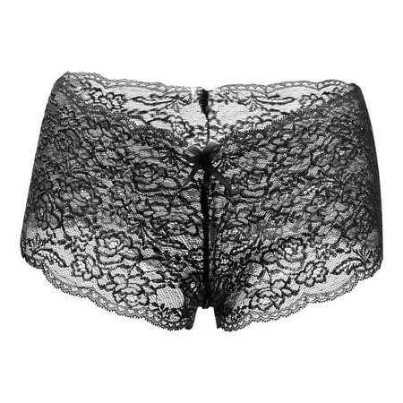 YOTMKGDO Panties  Plus Crotch Lace Underwear Size Open Women Bowknot Lingerie  Ladies Panties 2-Pack L