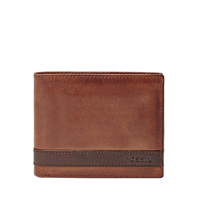 Billetera Fossil Quinn de piel plegable con identificación plegable para hombre