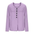 thumbnail image 5 of Otntypg Work Blazers for Women Fashion Fall Long Sleeve Button Down Scoop Neck Baisc Slim Fit Suit Jacket for Casual Busines Purple L, 5 of 7