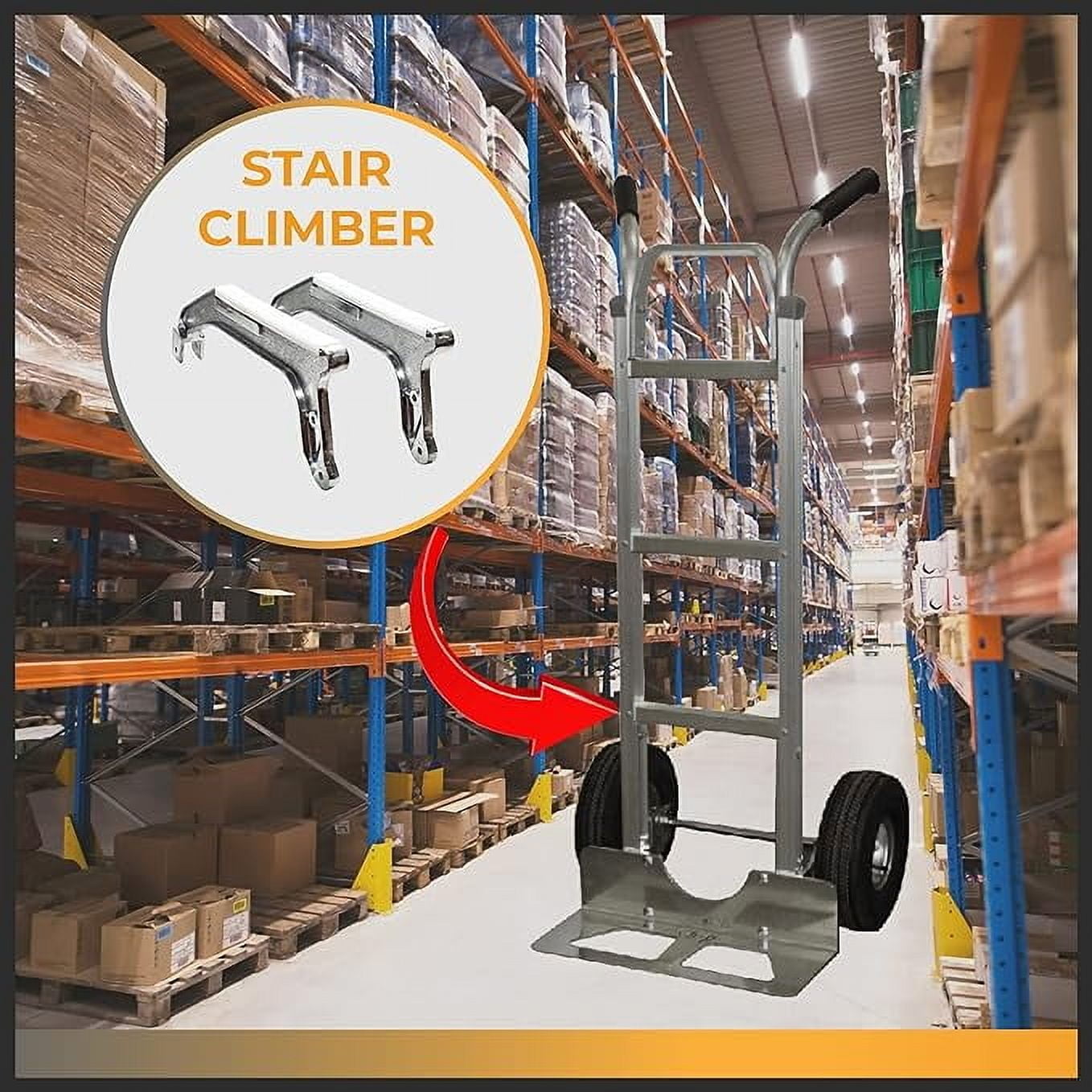 HaulPro Stair Climber Kit for Hand Trucks – Fits 8" & 10" Wheels, 500 lb, Aluminum Skid Bars