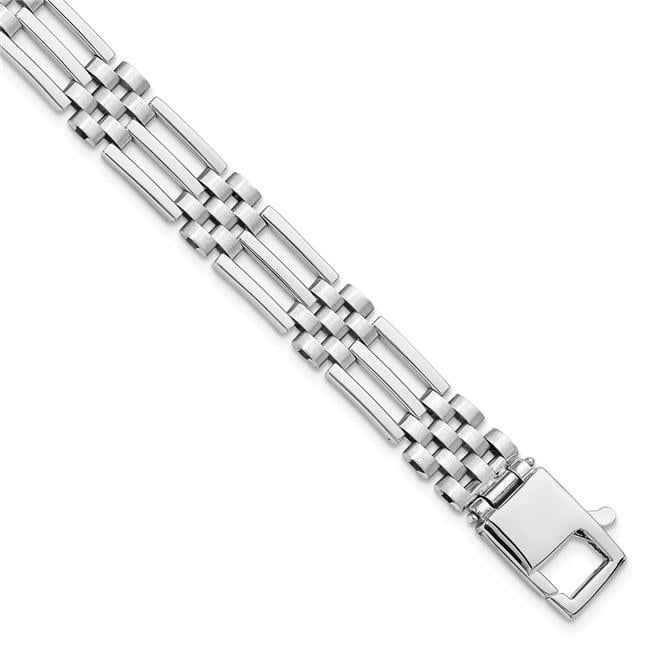 Primal Gold 14 Karat White Gold Brushed Link 8.5 Inch Bracelet
