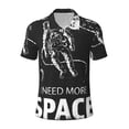 thumbnail image 2 of Daiia I Need More Space Pattern Men’s Polo Shirts,Solid Deck Shirt,Classic Fit, Breathable Cotton Polo for Casual and Sport Wear-Medium, 2 of 7